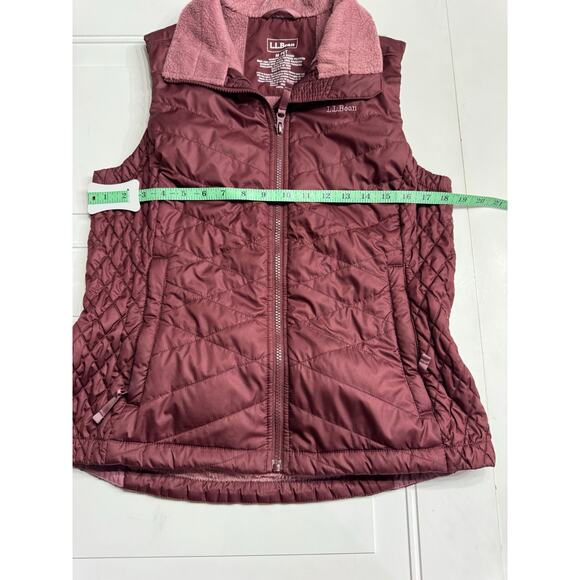 LL Bean Womens Fleece Lined PrimaLoft Vest Storm Maroon Outdoor M PET Quilted - Picture 4 of 6